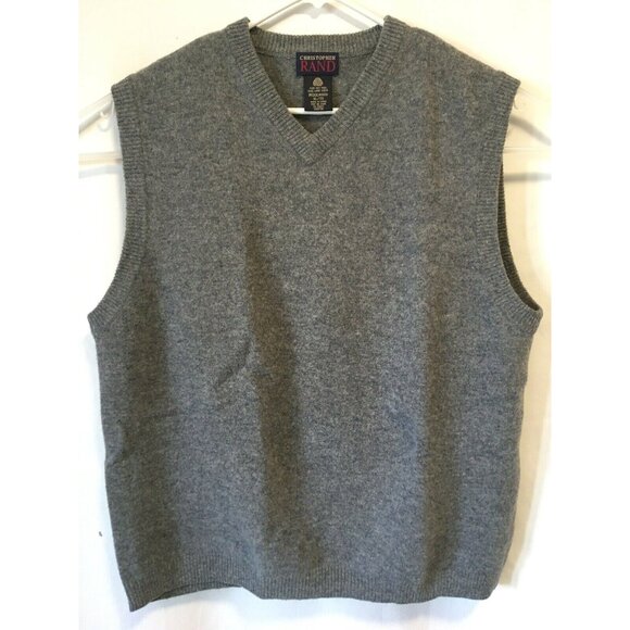 Vintage Christopher Rand The Bay Men's Vest Pure New Wool Gray V-Neck Size XL - Picture 2 of 6